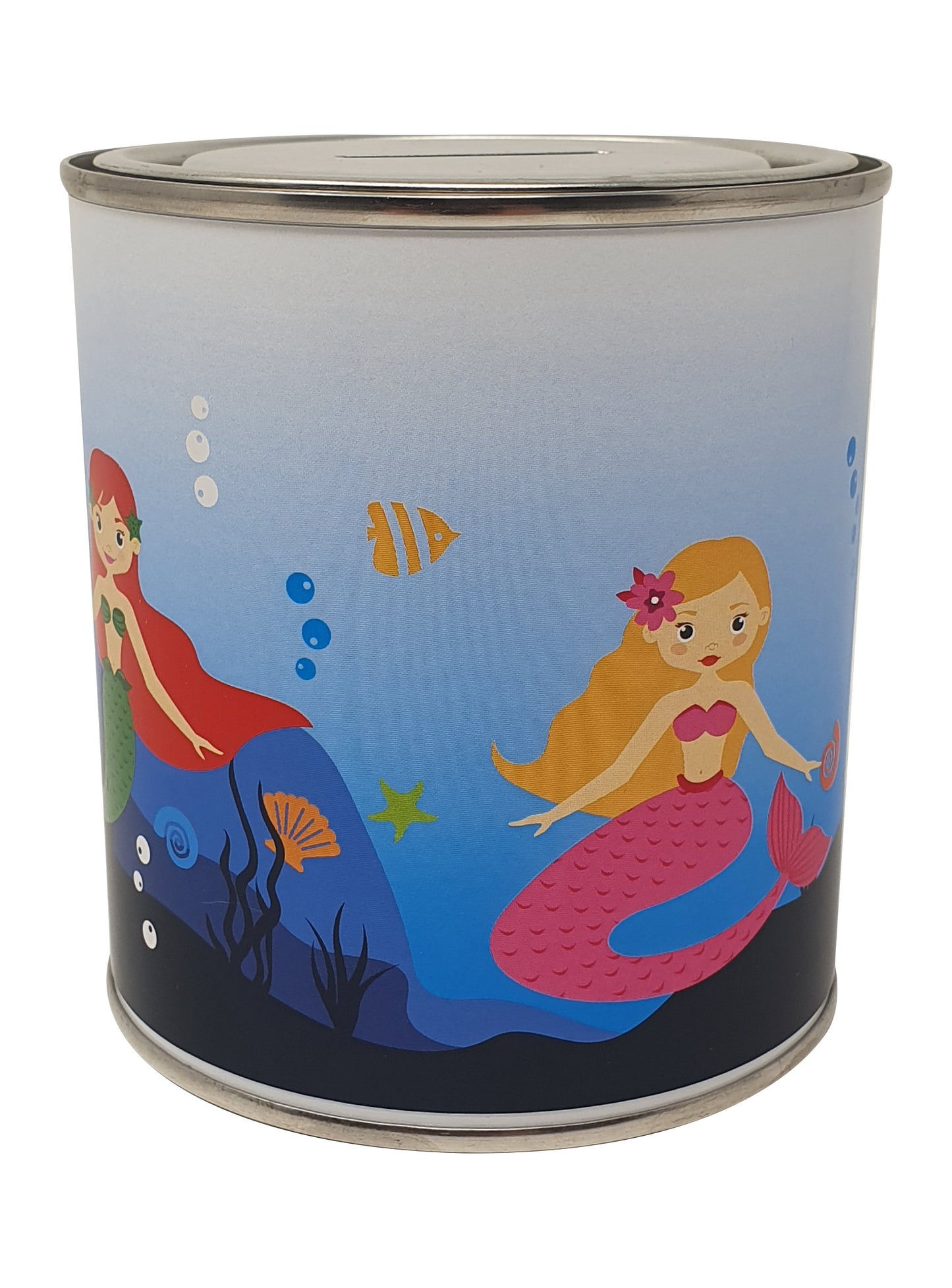 Mermaid Money Box Tin with Removable Lid for Kids