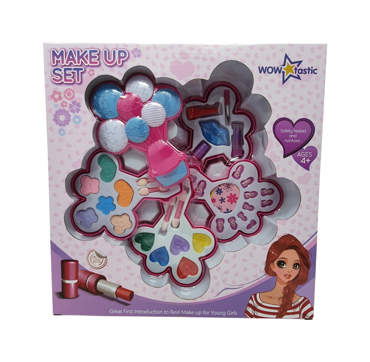 6 Girls Real Makeup Set Princess Glitter Eye Shadow Lips Nail Kids Make Up