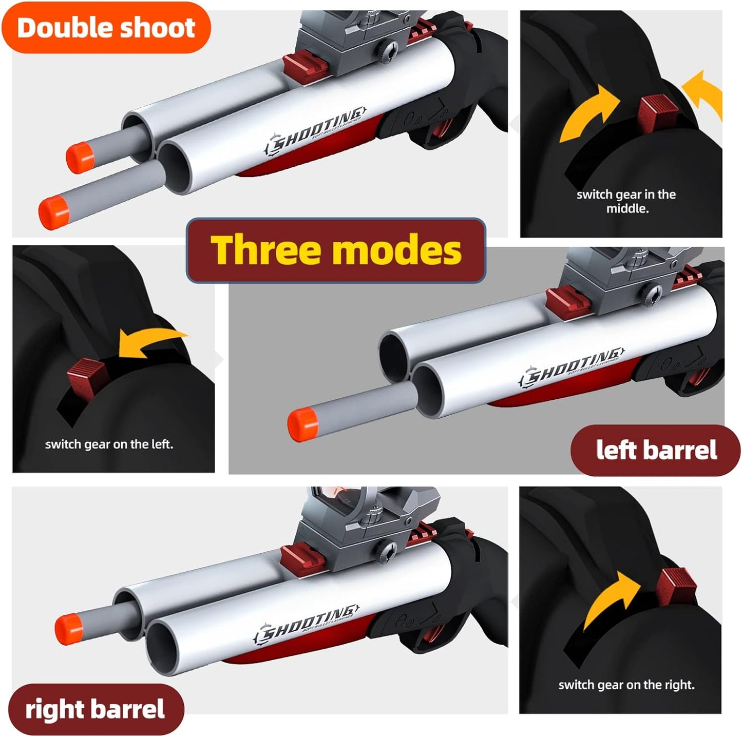 Double Barrel Toy Foam Blaster Double Shoot Toy Shotgun with Shell Ejection