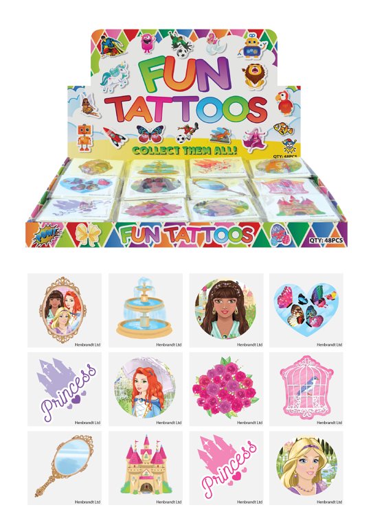 12 Princess Temporary Tattoos