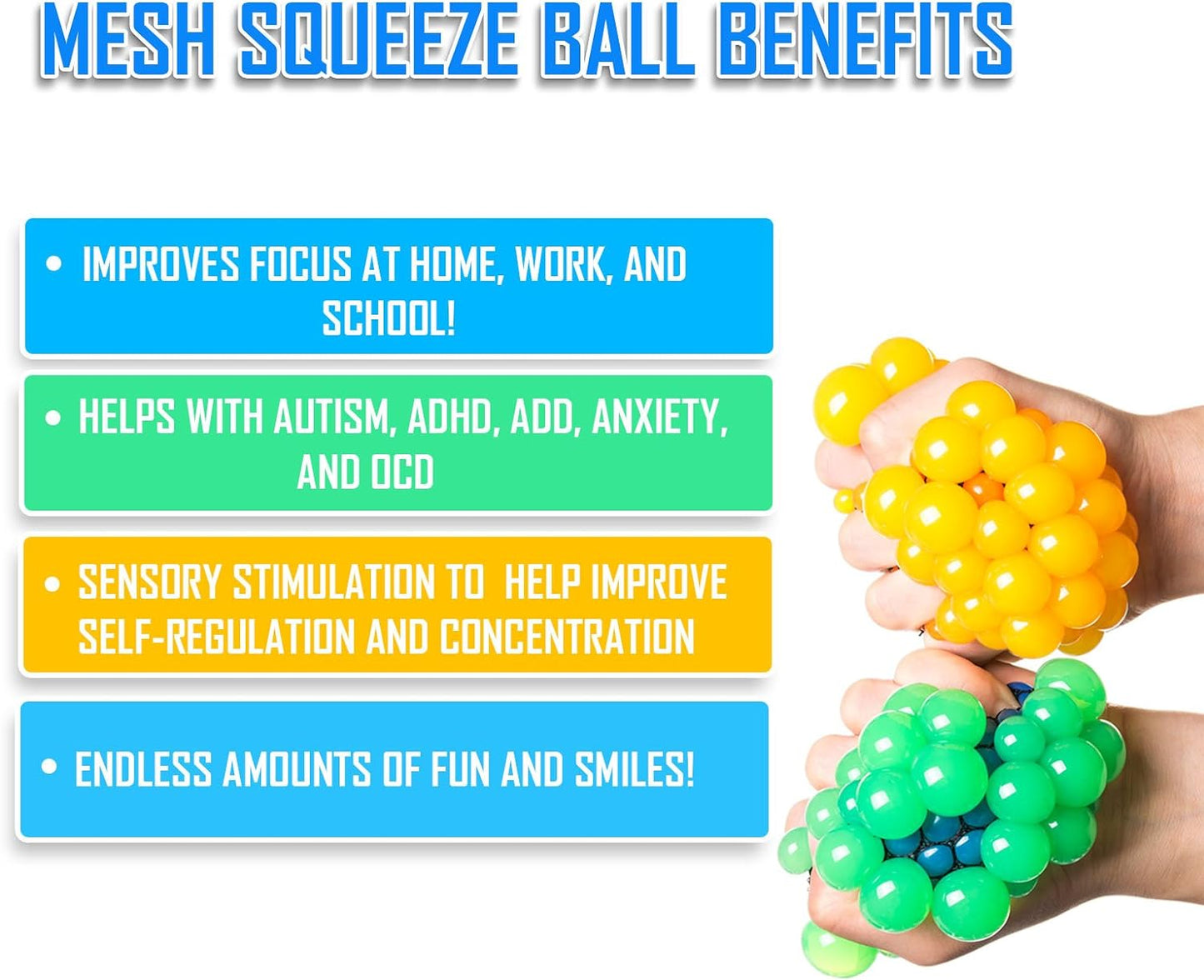 Squishy Mesh Ball Squeeze Stress Relief Toy for Adults and Children