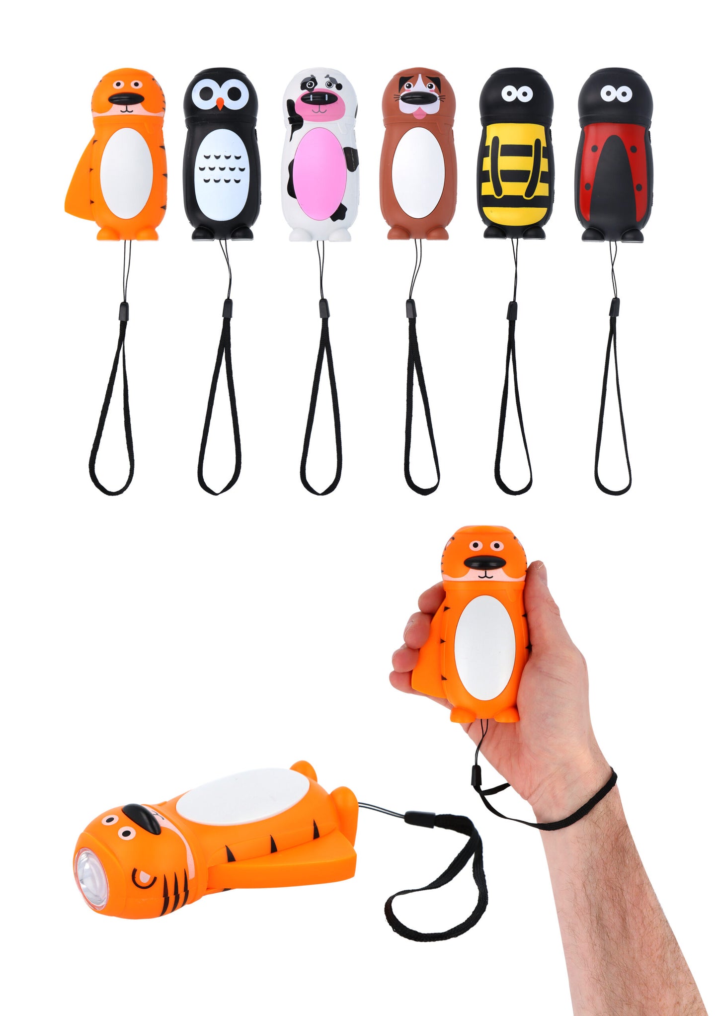 Kids Hand Powered Torch Animal Wildlife Design Camping Torch Nightlight