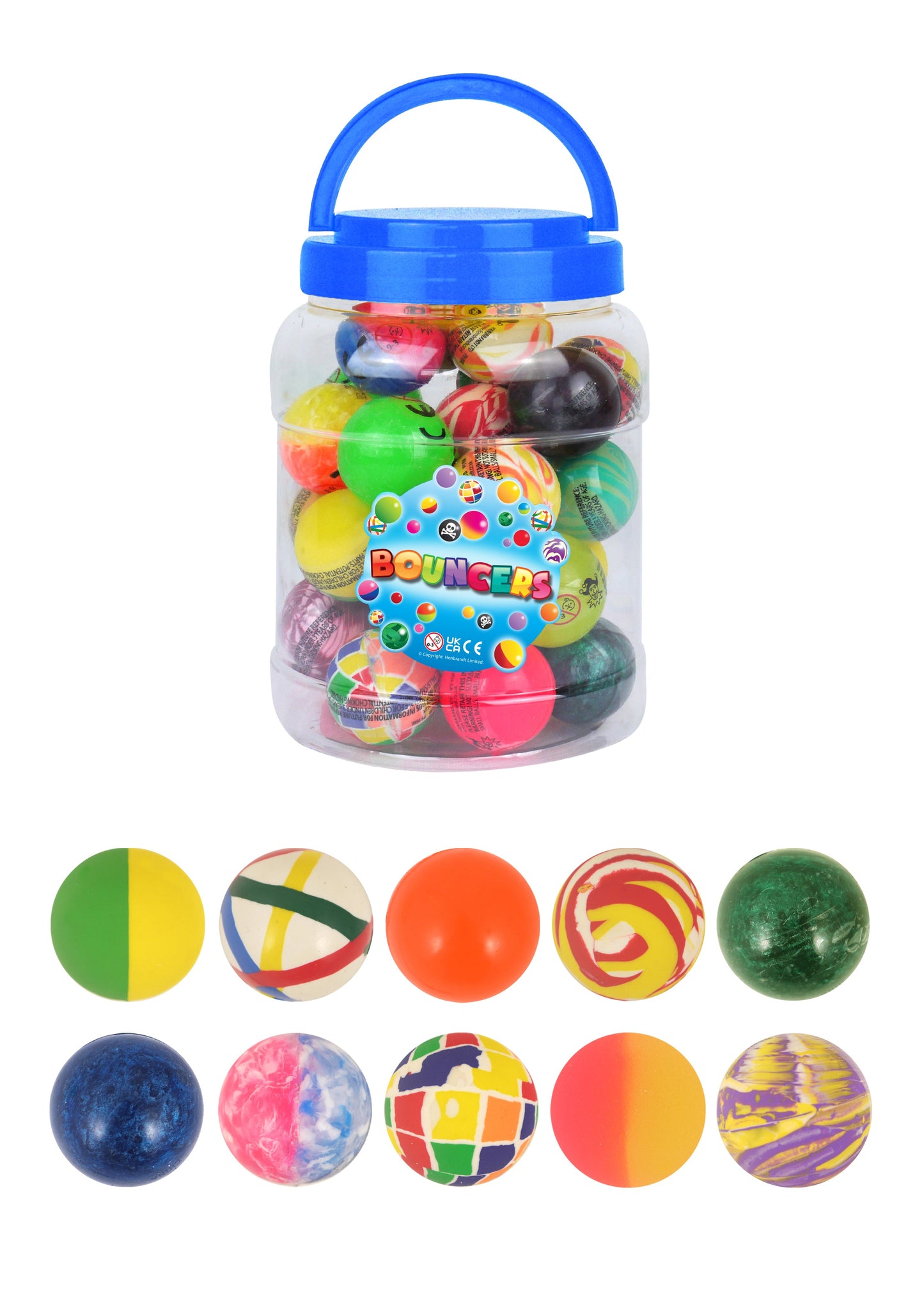 30 Large Bouncy Balls 43mm