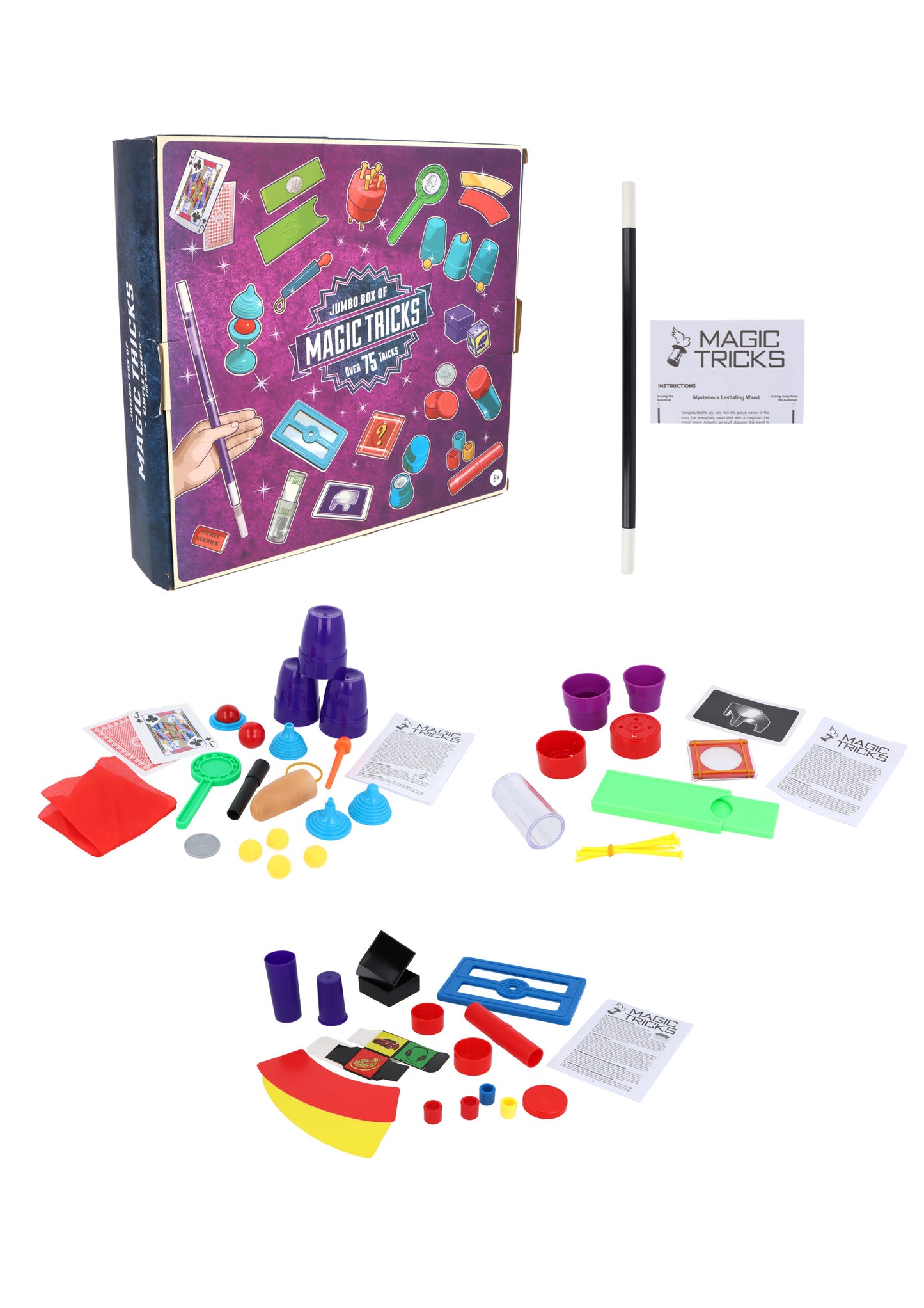 Magic Set, 75+ Magic Tricks for Kids, Magic Props Kit, Magician Set with Magic Wand, Christmas Magic Toy Gifts for Age 6+