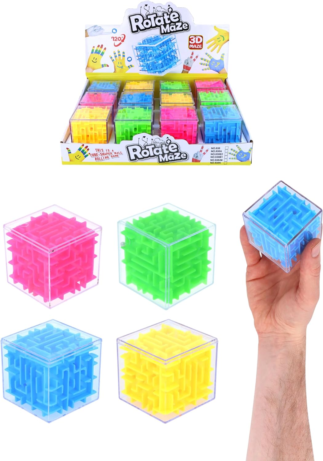 Neon Puzzle Maze Cubes β Brain-Teasing Fidget Toy for Kids & Adults, Party Favors & Stocking Fillers