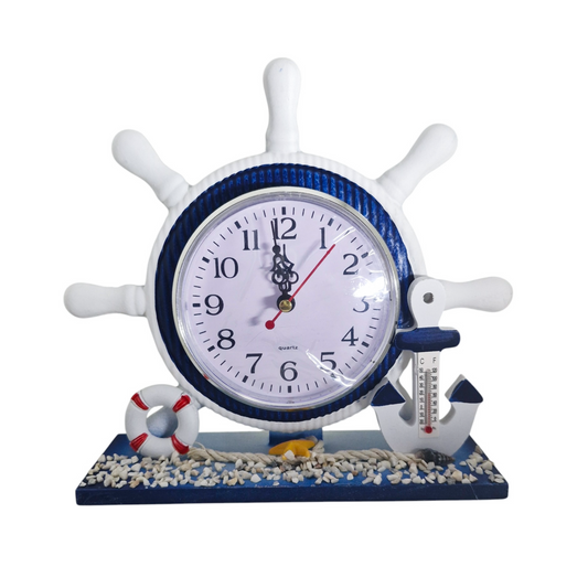 Ship Wheel Clock & Thermometer
