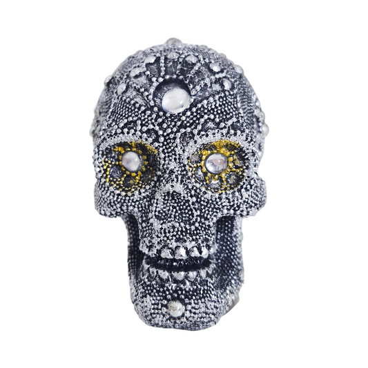Silver Beaded Skull Head
