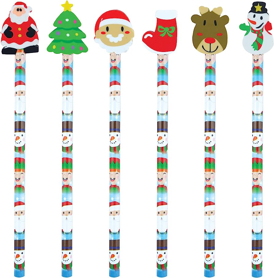 Christmas Pencils with Eraser Topper
