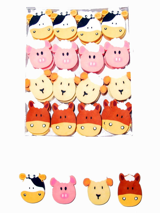 48 Farm Yard Animal Erasers