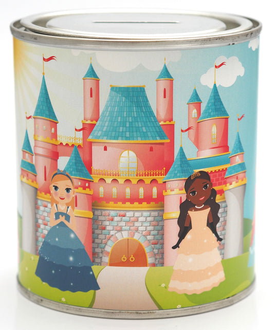Princess Money Box Tin with Reusable Lid for Kids