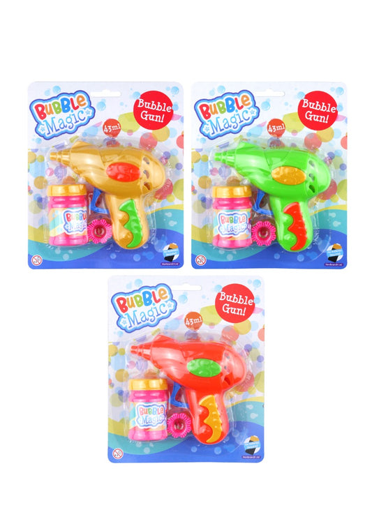 Friction Bubble Gun with Bubble Solution - Non-Battery Summer Toy for Parties, Gifts, and Fun Play