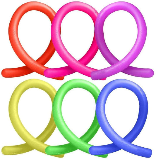 6x Stretchy Noodle String Neon Kids Fidget Stress Relief Sensory Toy
