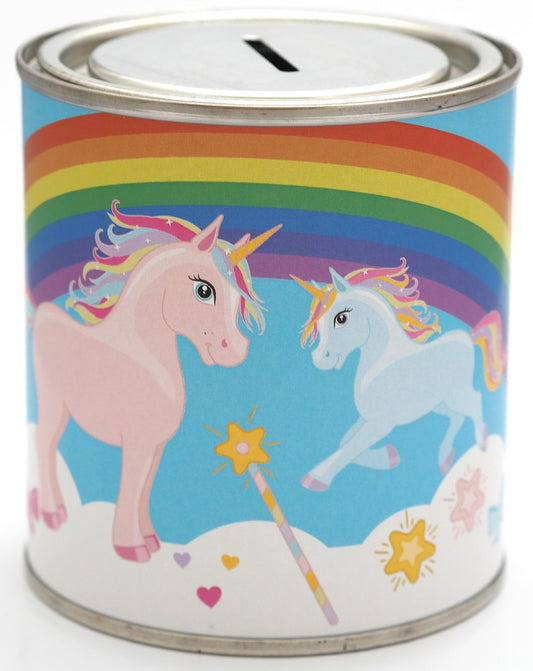 Unicorn Money Box Tin with Reusable Lid for Kids
