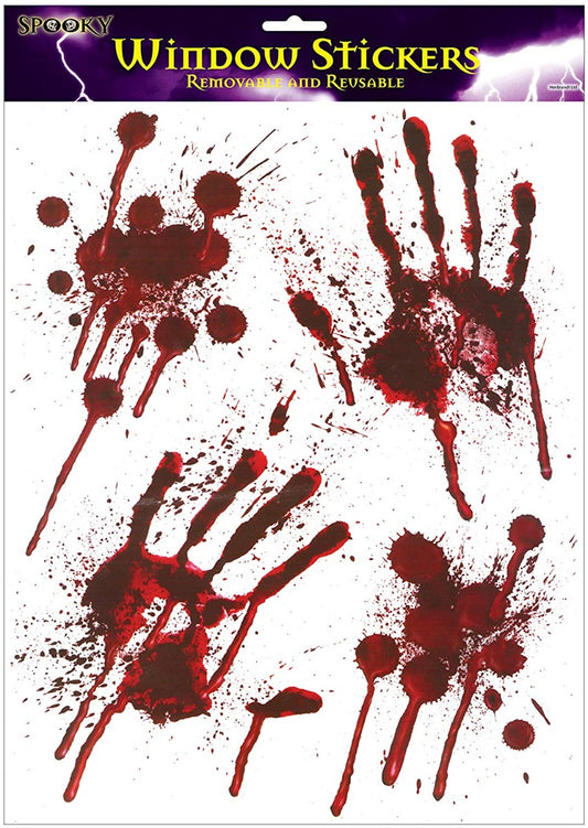 Halloween Bloody Hands Window Stickers Bloody Designs Hand Prints with Blood Splatter
