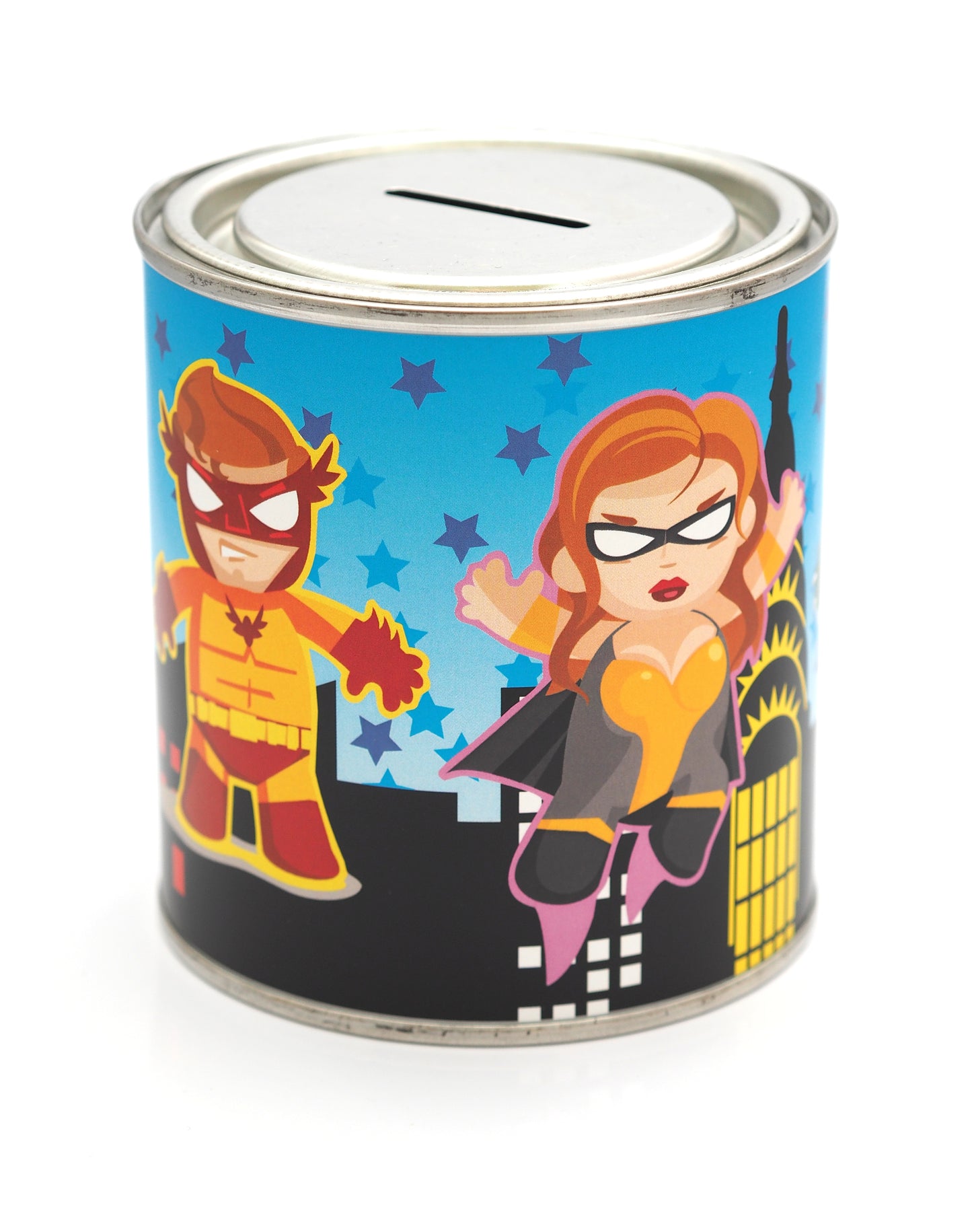 Super Hero Money Box Tin with Reusable Lid for Kids