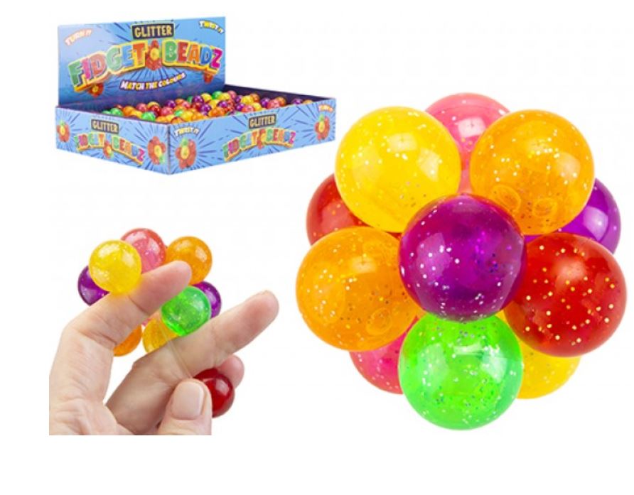 Sensory Fidget Beadz Glitter Ball Stress Relief Autism Anxiety Kids Toy 5cm