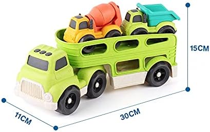 ECO Friendly Toy Transporter with Two Construction Trucks Wheat Straw Bioplastic 18m