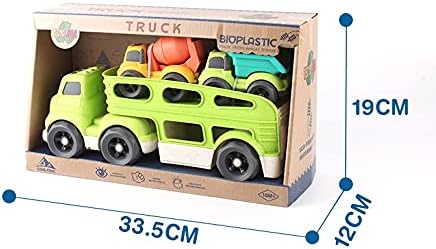 ECO Friendly Toy Transporter with Two Construction Trucks Wheat Straw Bioplastic 18m
