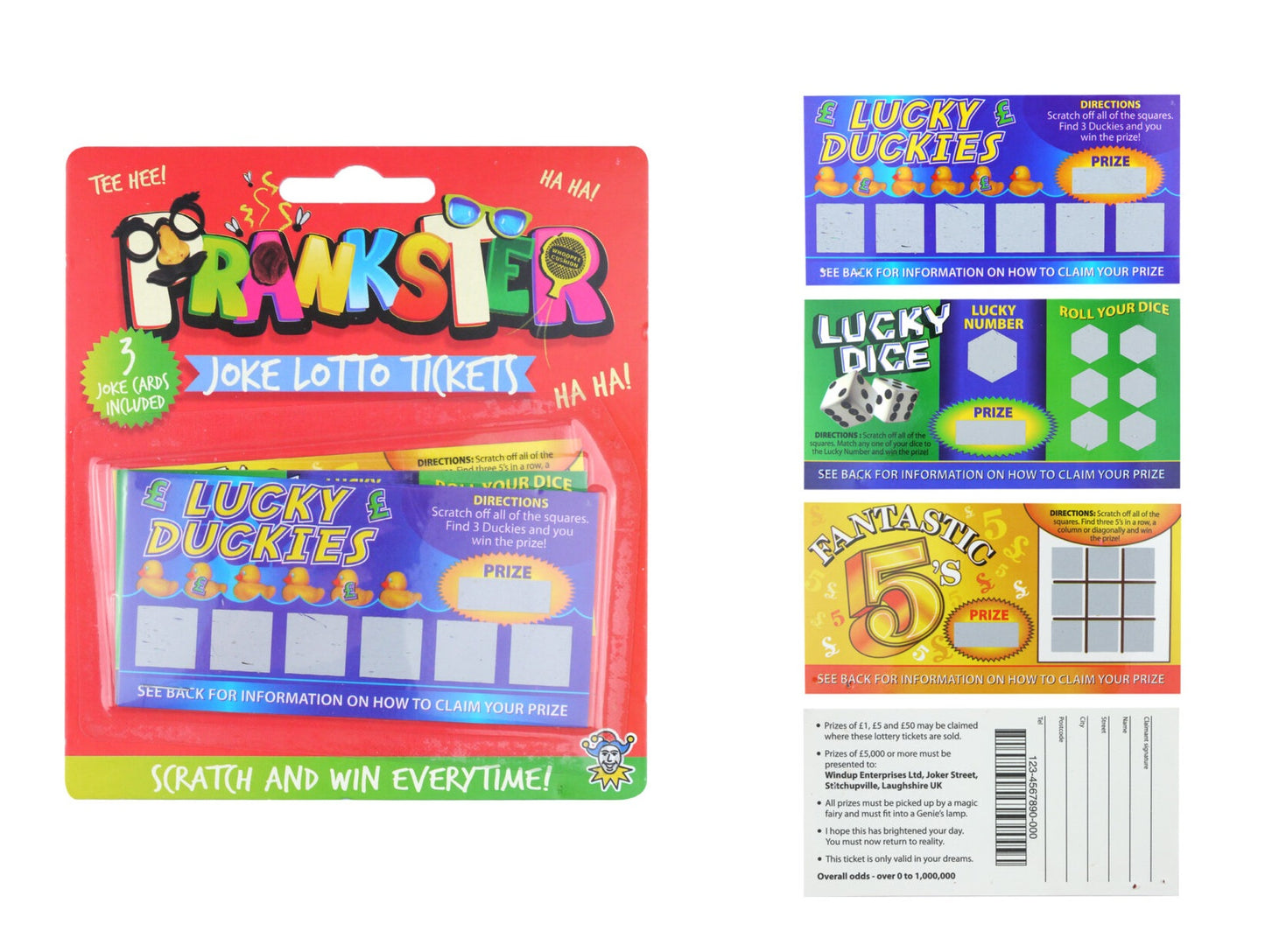 Three Joke Lotto Tickets Pranksters Gag Toy