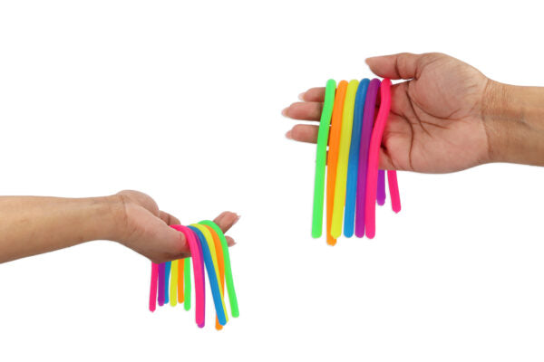 6x Stretchy Noodle String Neon Kids Fidget Stress Relief Sensory Toy