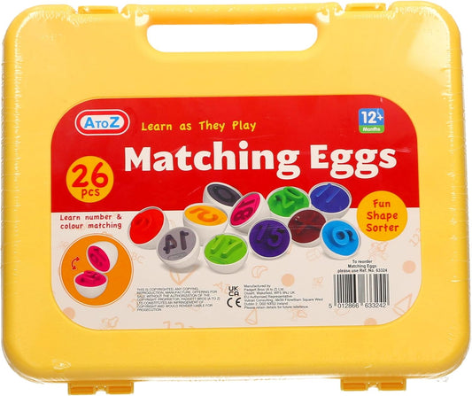 26 Hide and Squeak Eggs, Educational Shape Sorter Baby Toy Toddler 12m +