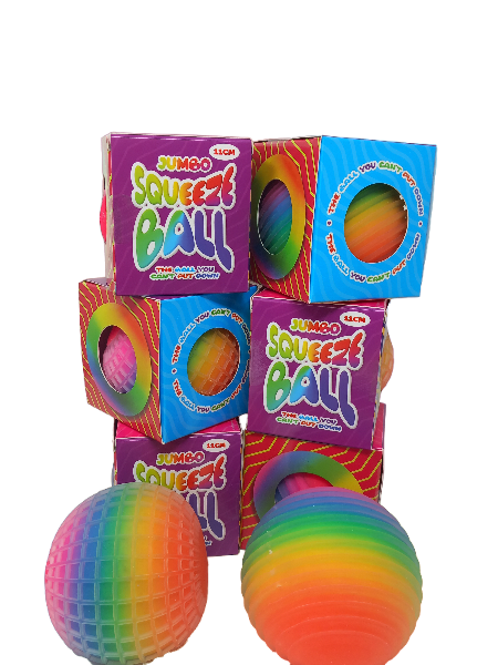 Jumbo Rainbow Squishy Ball Sensory Bliss in Vibrant Textures Large 10cm Stress