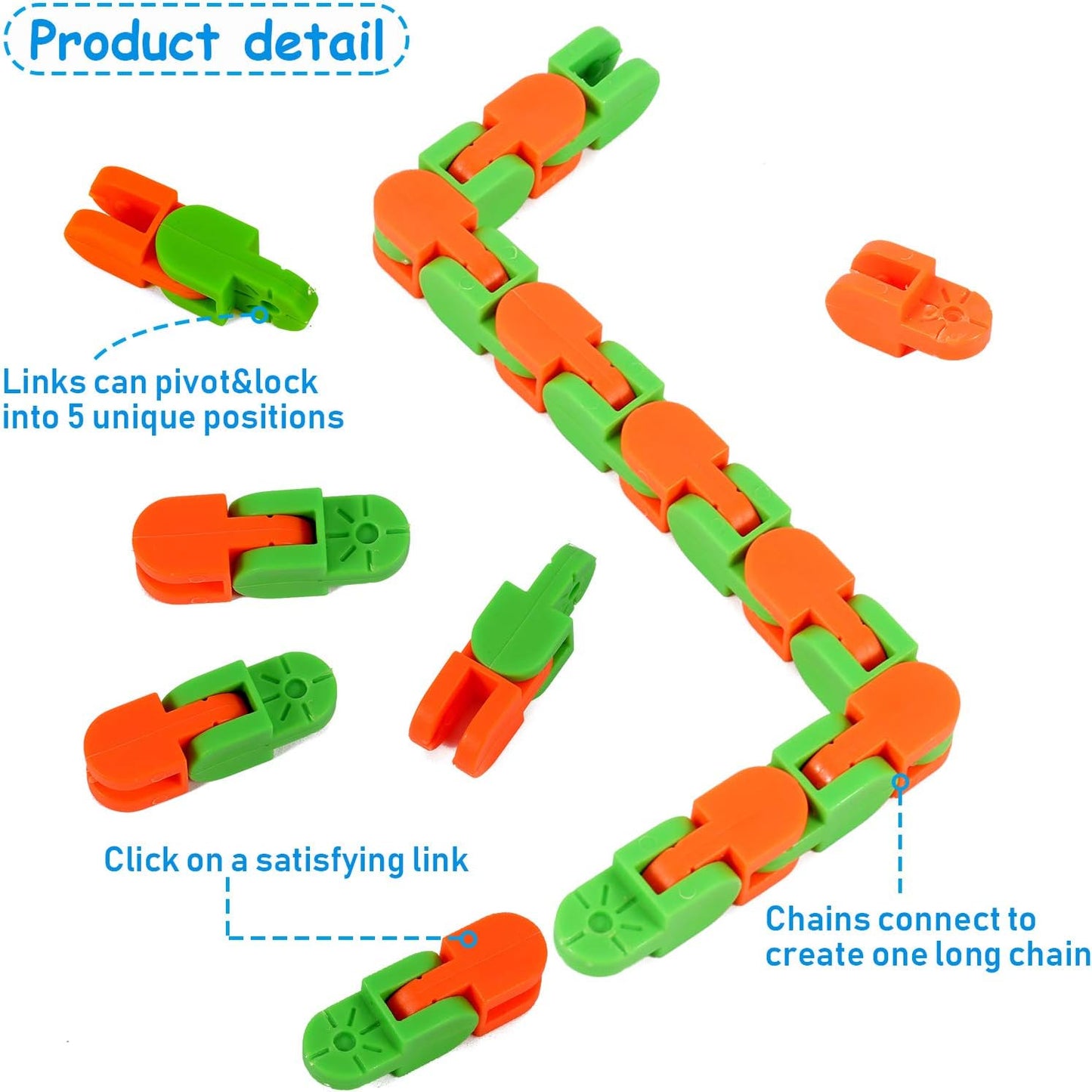 Wacky Tracks Puzzle Snake Fidget Toy Snap and Click 26cm