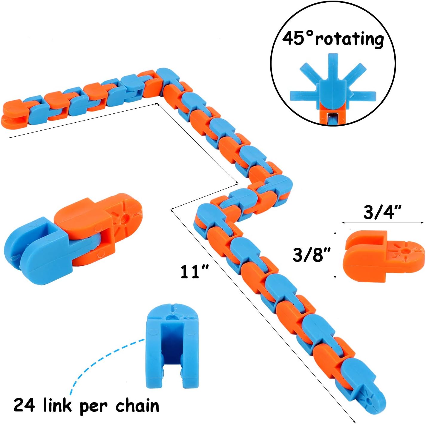 Wacky Tracks Puzzle Snake Fidget Toy Snap and Click 26cm