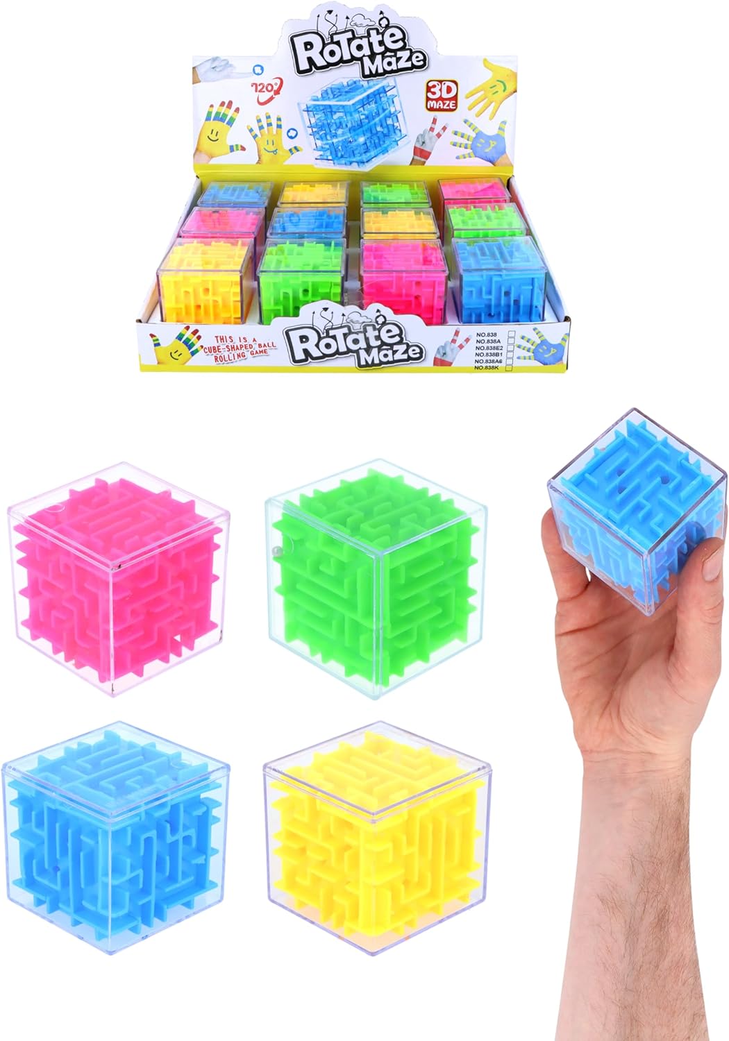 Neon Puzzle Maze Cubes – Brain-Teasing Fidget Toy for Kids & Adults, Party Favors & Stocking Fillers