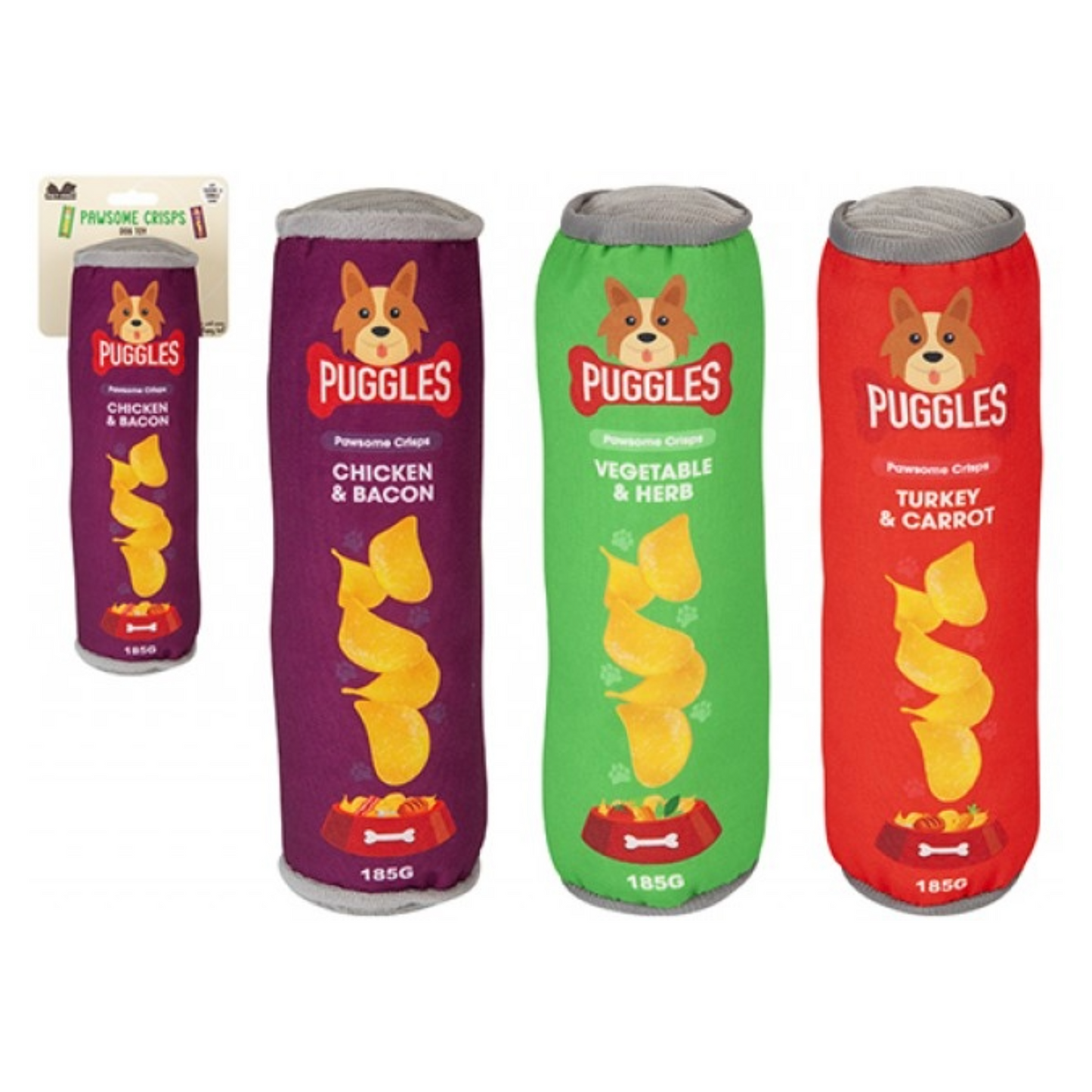 Pawsome Crinkle and Squeak Crisps Dog Toy