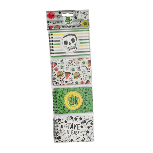 Mini Skull Notebook Set 4pk