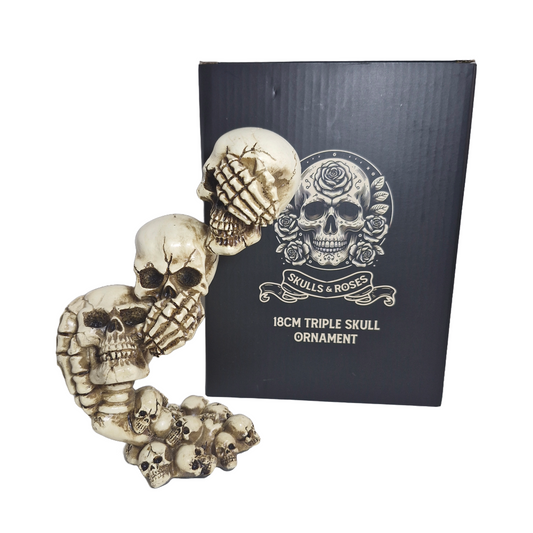 Triple Skull Statuette 18cm