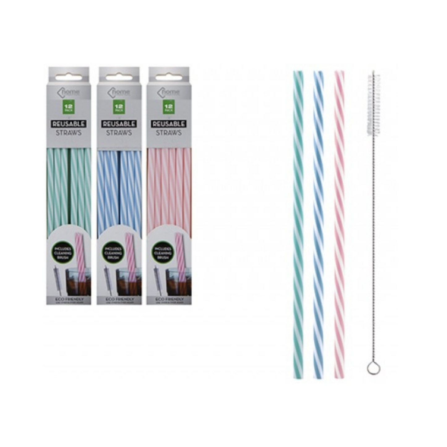 Plastic Reusable Straws 12pk
