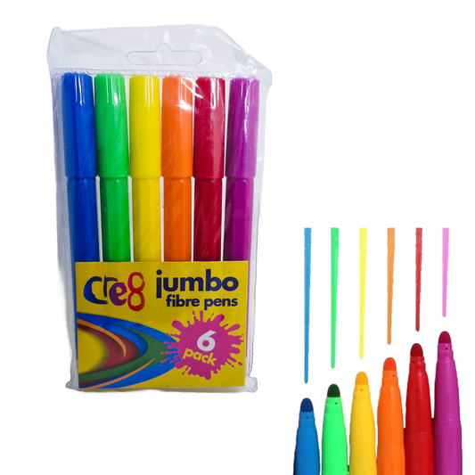 Jumbo Fibre Pens 6 Pack
