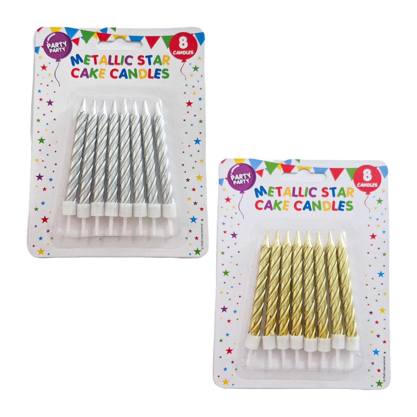 Metallic Star Cake Candles 8pk