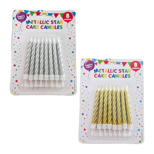 Metallic Star Cake Candles 8pk