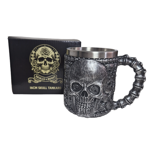 Gunmetal Skull Tankard Mug 16cm