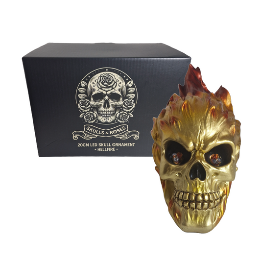 Hellfire Skull Ornament with LED 20cm