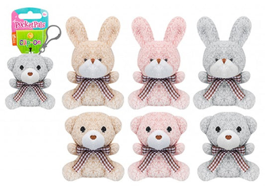 Bear and Bunny Plush Clip On