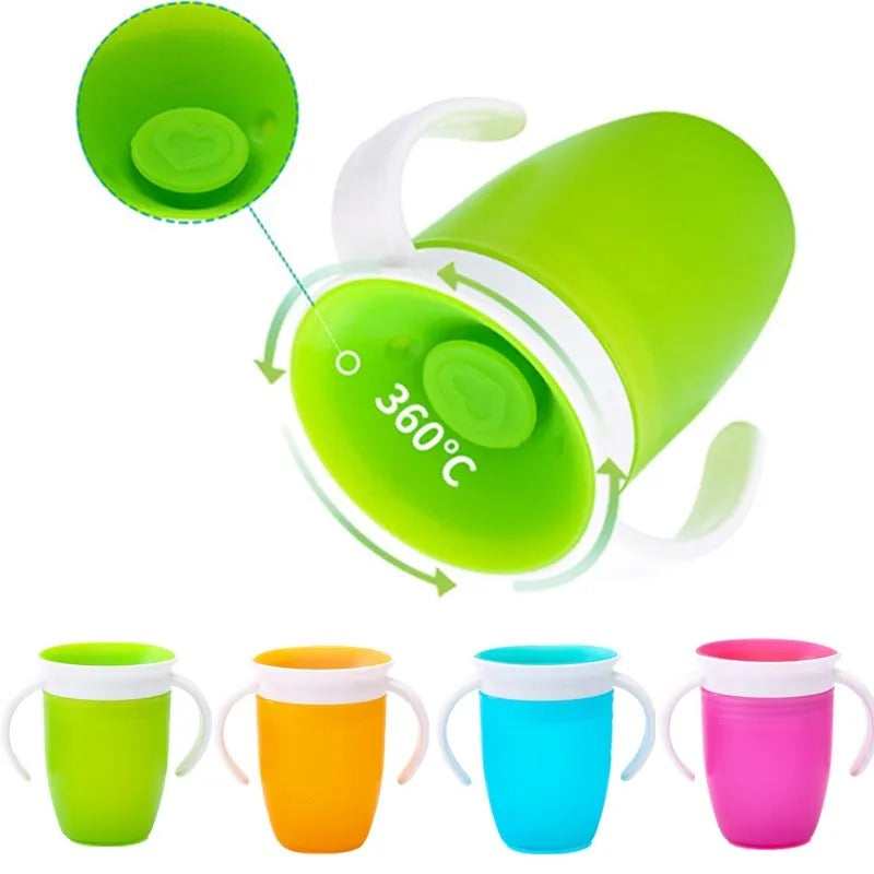 Baby Drinking Tippy Cup with Double Handles – Leakproof 360° Rotating Flip Lid, Perfect for Infants and Toddlers