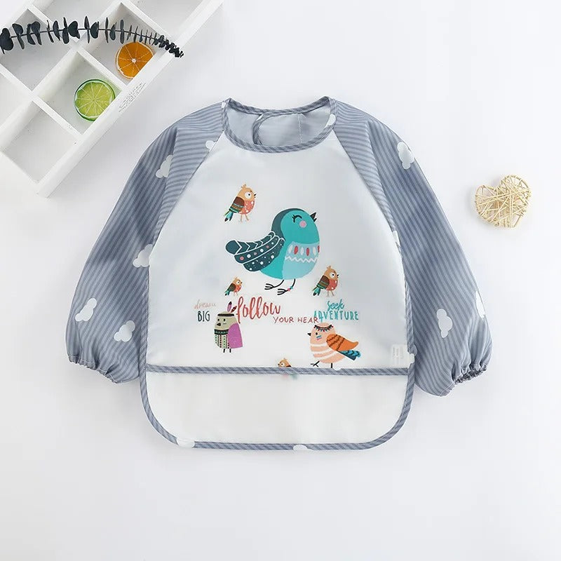 Baby Long Sleeve Waterproof Art Smock & Feeding Bib – Toddler Apron with Pocket, Scarf Design, Burp Cloth for Boys & Girls (1-3 Years)