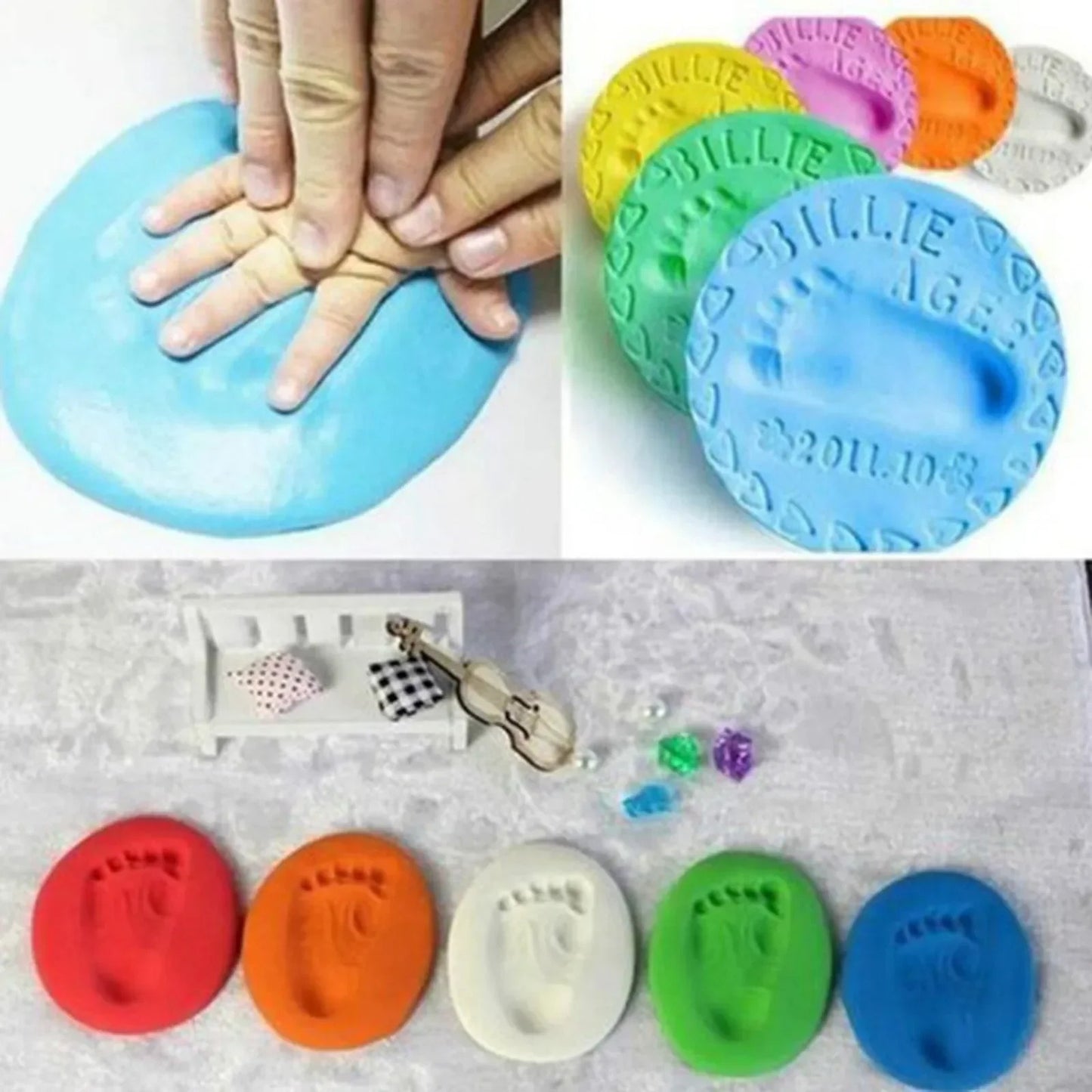 Baby Handprints & Footprint Imprint – DIY Fluffy Material for Baby Keepsakes, Handprint & Fingerprint Imprint Mud