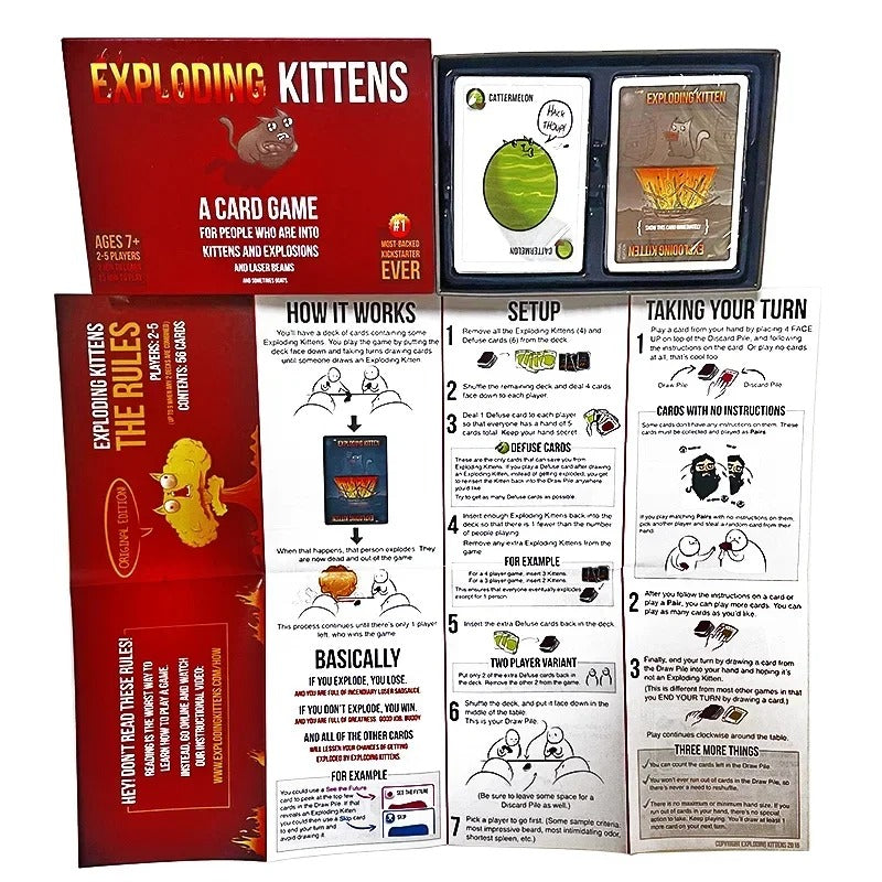 Exploding Kittens Original Edition - 2-5 Players - Ages 7+ - 15 Minutes to Play - High Stakes Card Game - Party Game, Family Game Night, Kid and Adult Card Game