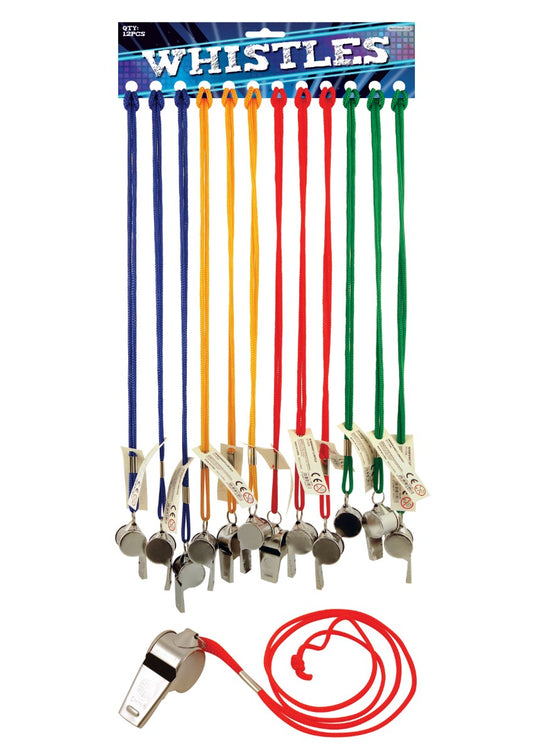 Metal Whistles with Coloured Strings