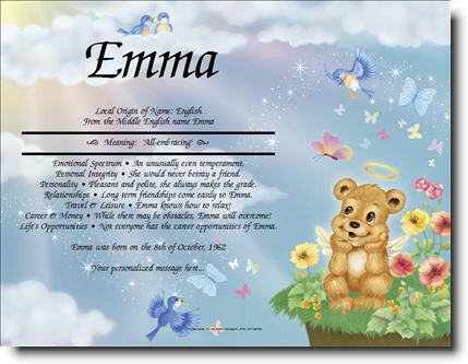 First Name Meaning Print Angel Bear