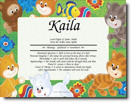 First Name Meaning Print Kittens