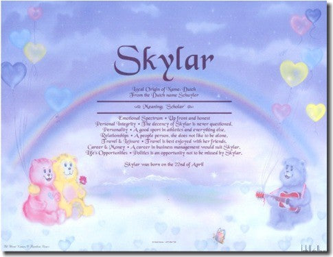 First Name Meaning Print Rainbow Bears