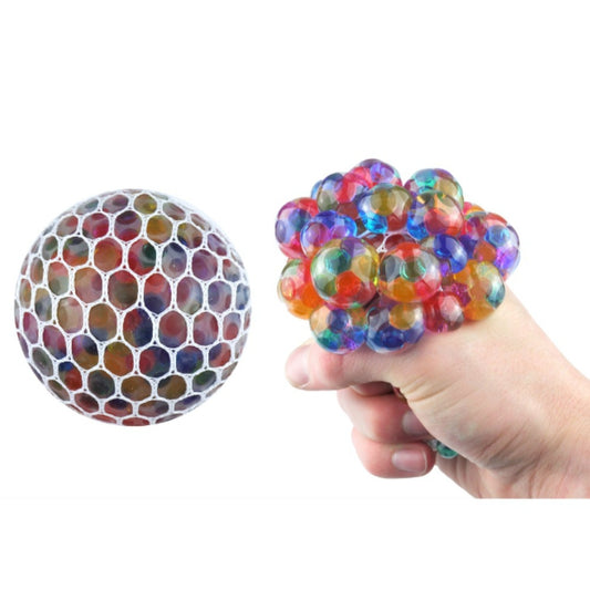 Squishy Rainbow Mesh Ball With Beads