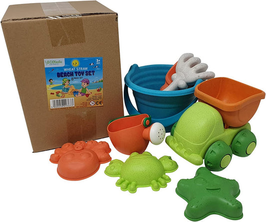 Beach Toy Set Toddler 8pc Bucket Truck Molds Sand Pit Bio plastic ECO Friendly