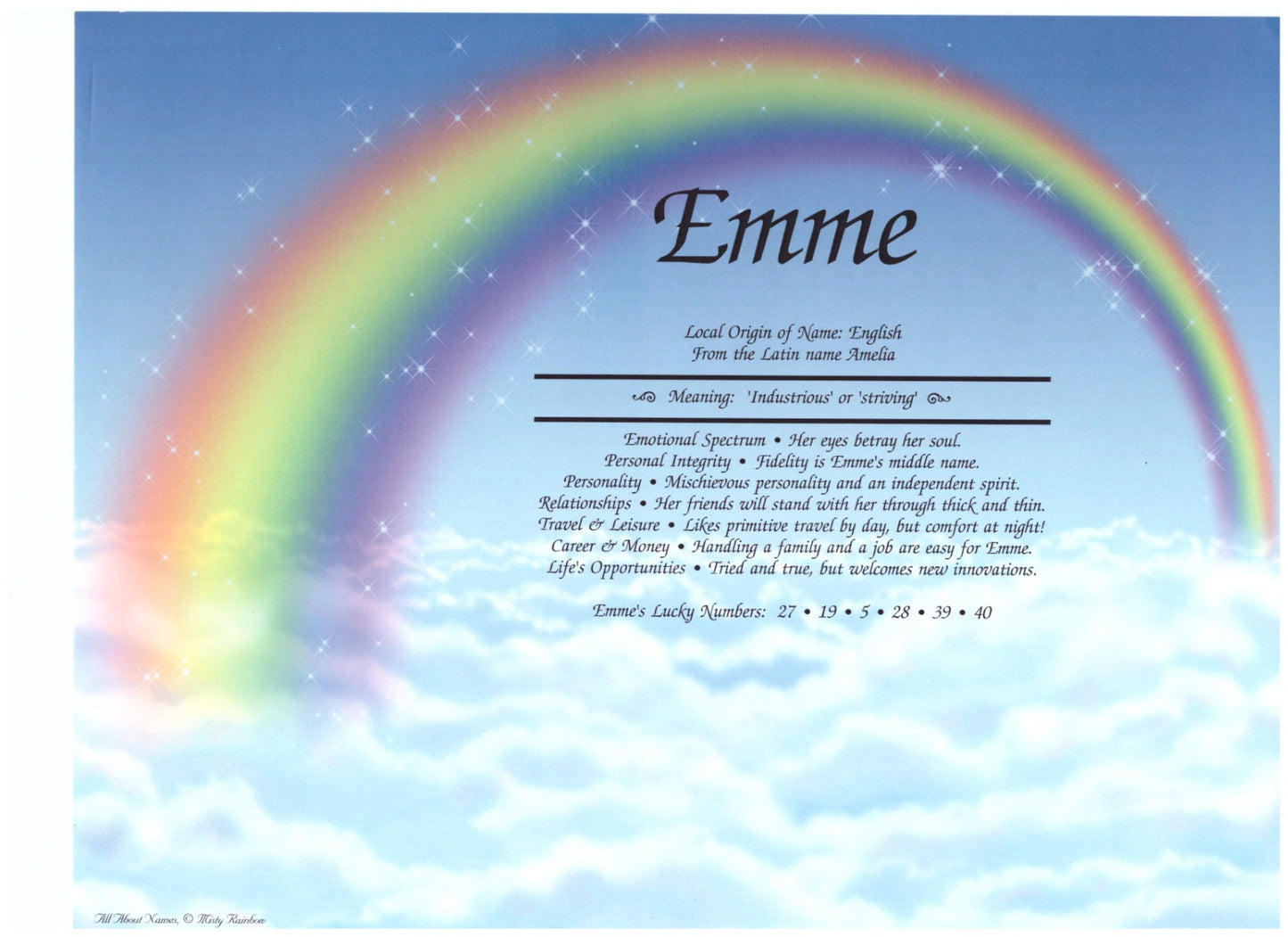 First Name Meaning Print Magical Rainbow